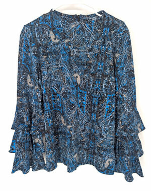 Ruff Hewn Women’s M Blue Paisley Blouse NWT Tiered Bell Sleeve Boho Whimsigoth